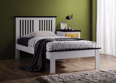 Transitional Style Wooden Queen Bed, White and Black