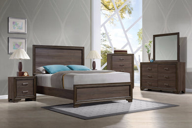 Transitional Style Queen Size Panel Bed With Wooden Headboard, Brown