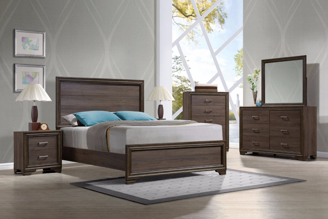 Transitional Style Queen Size Panel Bed With Wooden Headboard, Brown