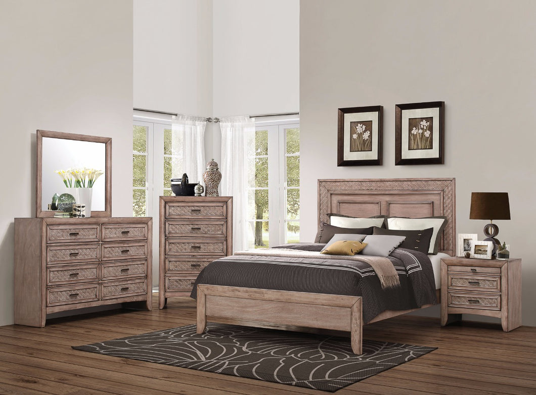 Transitional Style Queen Size Panel Bed, Brown
