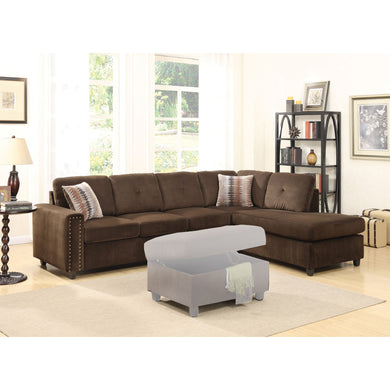Urbane Sectional Sofa With 2 Pillows (Reversible), Brown