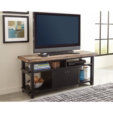 Useful Rustic Two-Tone TV Console, Brown and Black