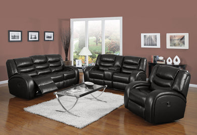 Voguish Sofa (Motion), Black Bonded Leather Match