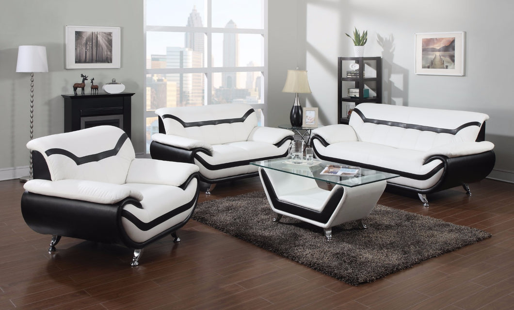 Trendy Leather Sofa, White & Black