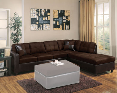 Superior Sectional Sofa with 2 Pillows (Reversible), Brown