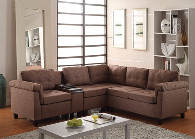 Advanced Sectional Sofa with Console (Reversible), Brown