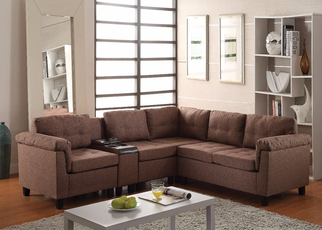 Advanced Sectional Sofa with Console (Reversible), Brown
