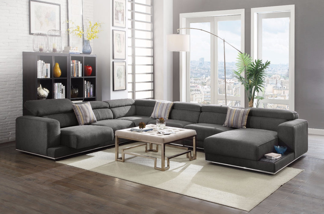 Alwin Sectional Sofa, Dark Gray Fabric