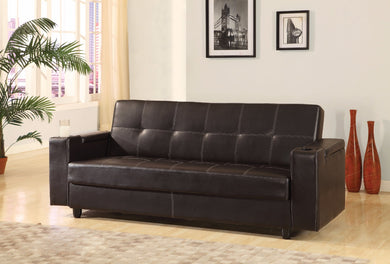 Trendy Adjustable Sofa with Storage & 2 Cup Holders , Brown