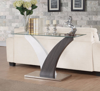 Agile Sofa Table, Clear Glass, White & Walnut Brown