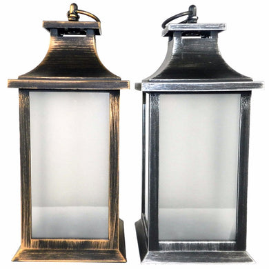 Vintage Style Glass Lantern With Led Copper Light