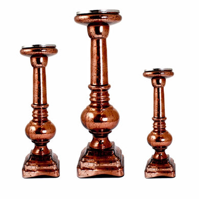 Wonderful 3 Piece Glass Candle Holder , Copper
