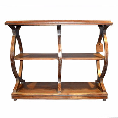 Antique Style Wooden Console Table With 2 Shelves, Brown