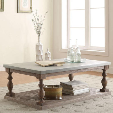 Traditional Style Coffee Table, Gray and Brown