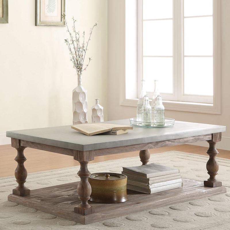 Traditional Style Coffee Table, Gray and Brown