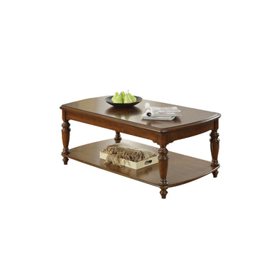 Traditional Style Coffee Table, Light Walnut Brown