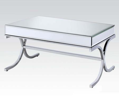 Alluring Coffee Table, Mirrored Top & Chrome Silver