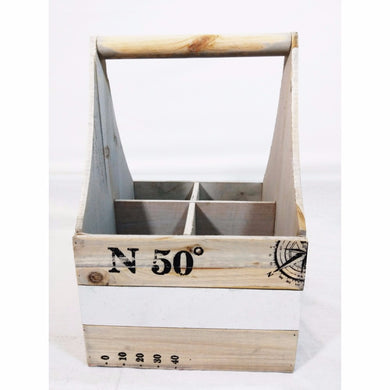 Antique Wooden Wine Bottle Caddy, Brown