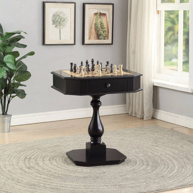Wooden Chess Game TableWith One Drawer, Black