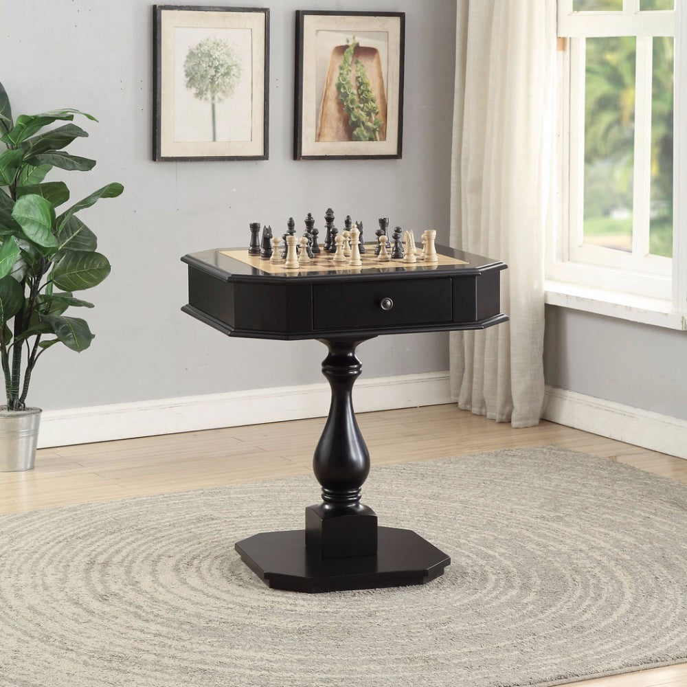Wooden Chess Game TableWith One Drawer, Black