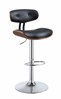 Voguish Adjustable Stool with Swivel, Black & Walnut Brown