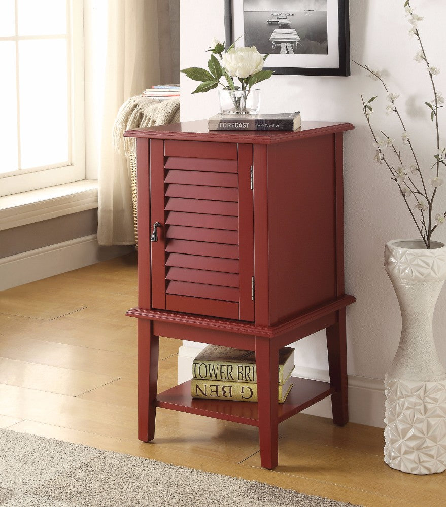 Voguish Side Table With 1 Drawer and Door, Red