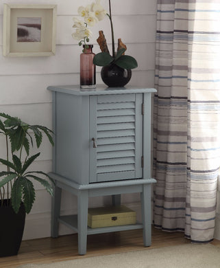 Trendy Side Table With 1 Drawer and Door, Light Blue