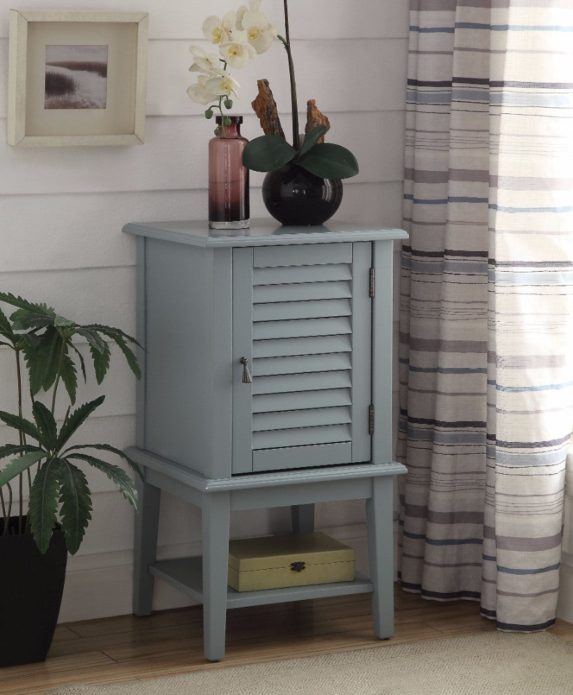 Trendy Side Table With 1 Drawer and Door, Light Blue