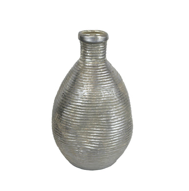 Adorning Ceramic Vase in Silver Finish
