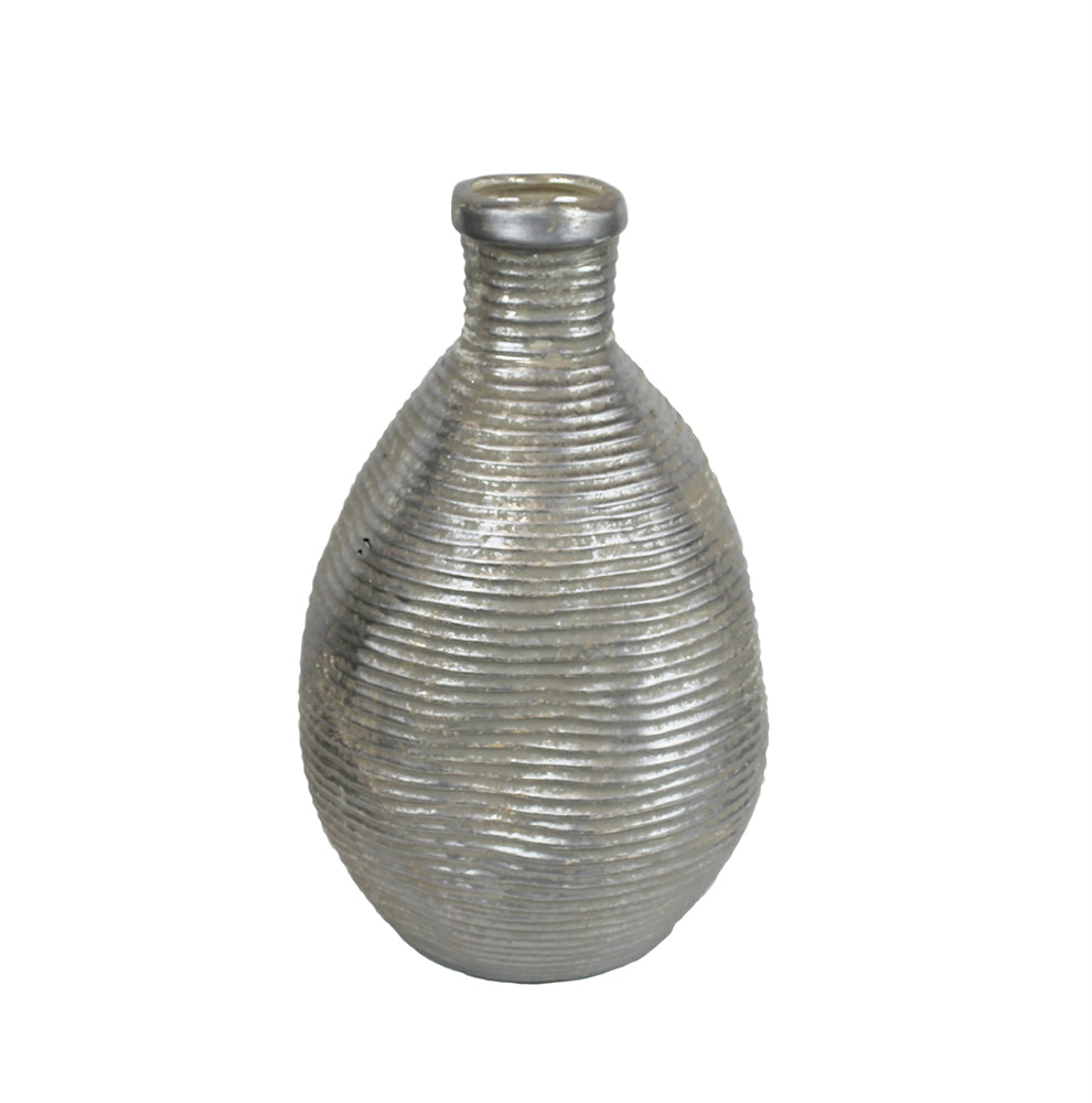 Adorning Ceramic Vase in Silver Finish