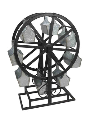 AMAZING METAL FERRIS WHEEL PLANTER DECOR, BLACK/GRAY