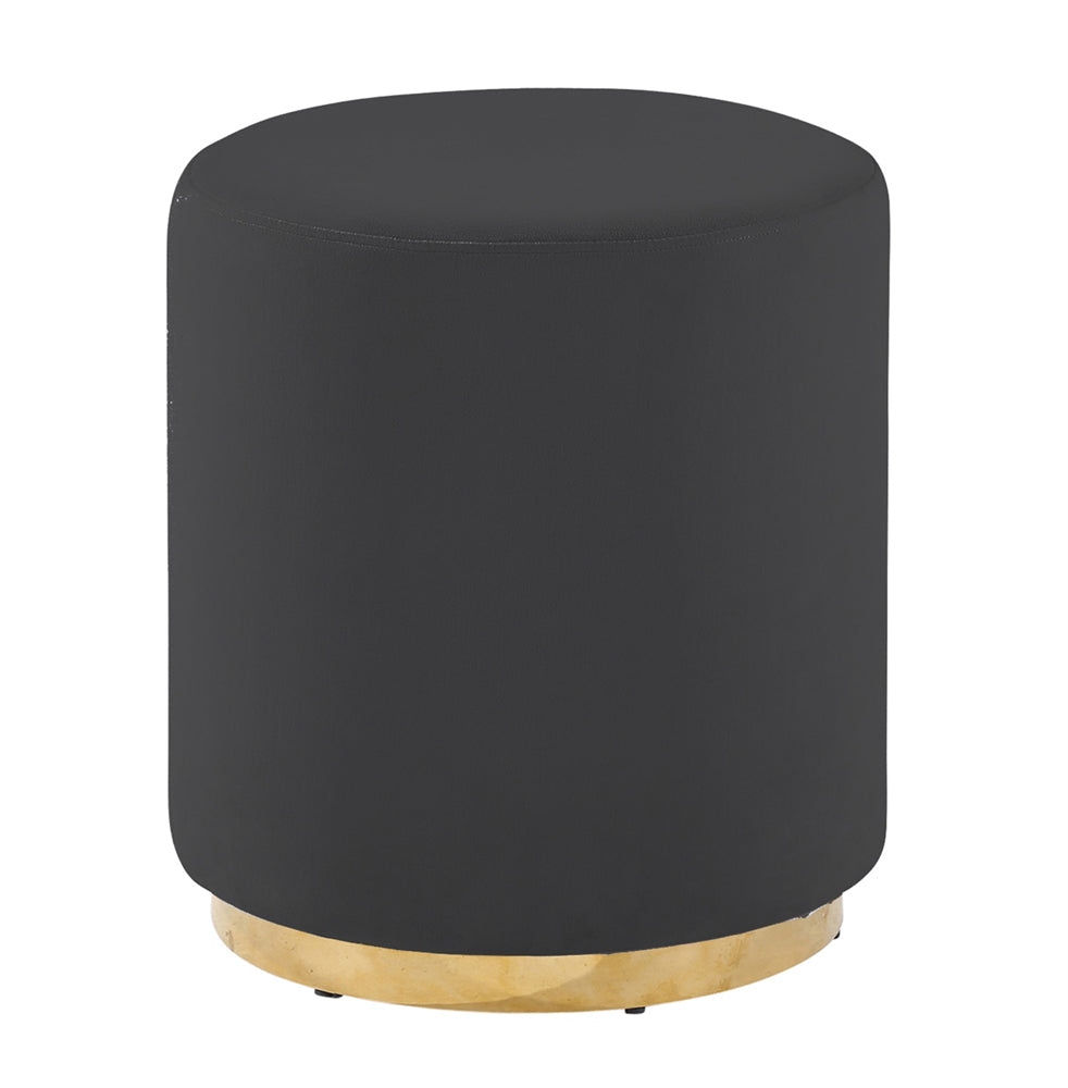 VELVETEEN STOOL WITH GOLD BASE, Black