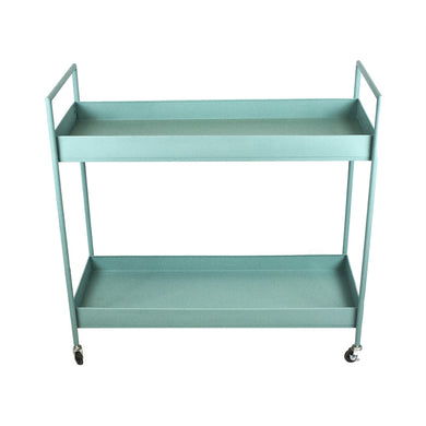 Tantalizing Metal Bar Cart With Elevated Handles, Green