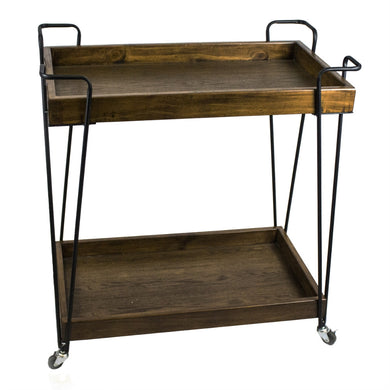 Super Efficient Metal And Wood Bar Cart, Brown And Black
