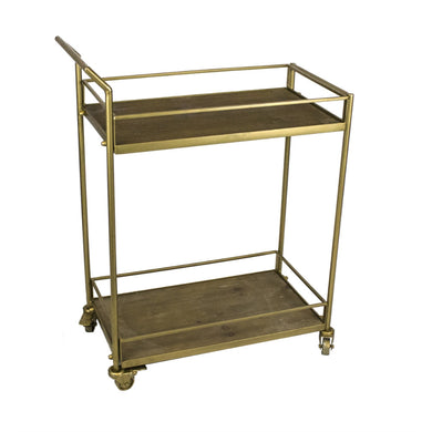 Transitional Two Tiered Metal Bar Cart, Gold