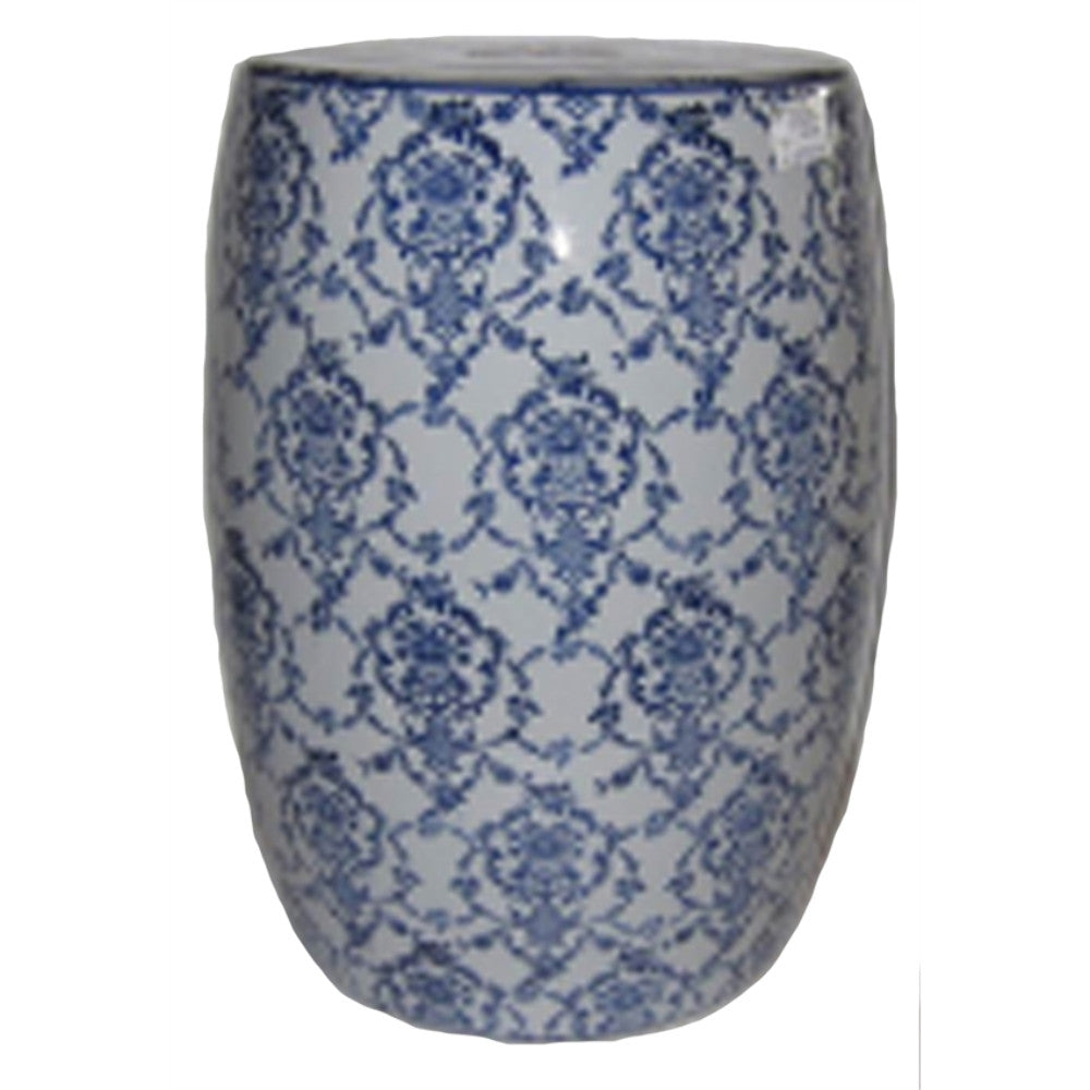 Aesthetic Ceramic Garden Stool, Blue And White
