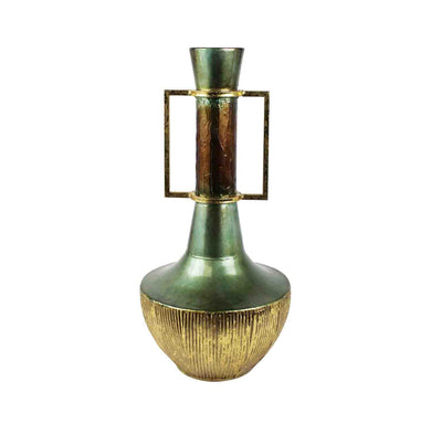 Tall Antique Metallic Urn With Handles, Bronze