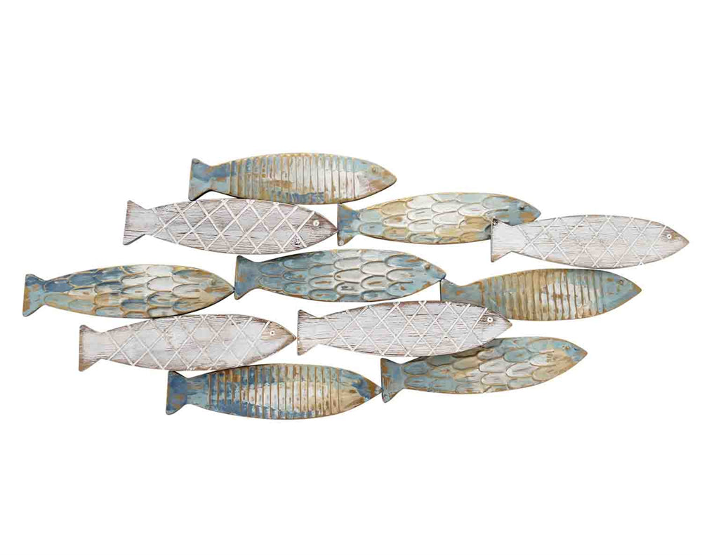 Wooden Fishes Wall Sculpture, Multicolor