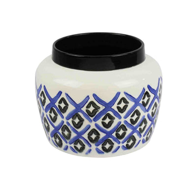 Alluring Ceramic Pot, White/Blue