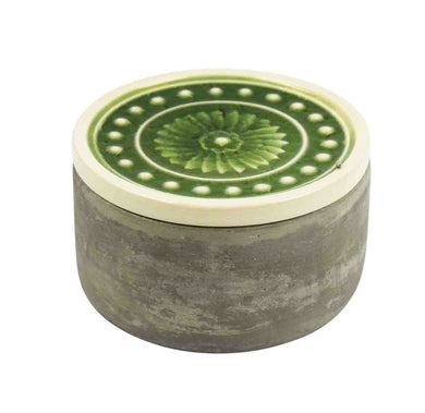 Vigorous Cement Jar With Green Lid