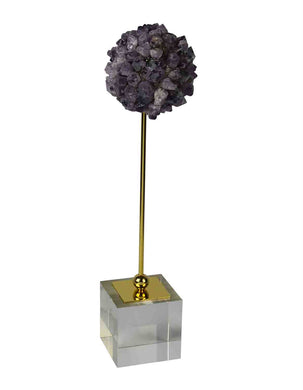 Agate Decor Stone On Stand, Amethyst/Gold