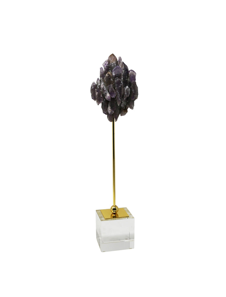 Agate Decor Amethyst Stone On Stand, Purple
