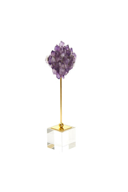 Tantalizing Agate Decor Amethyst Stone On Stand, Purple