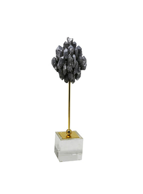 Agate Decor Marcasite Stone On Stand, Silver