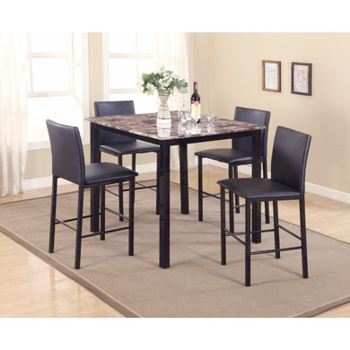 5-Piece Counter Height Dinette, Black/Brown