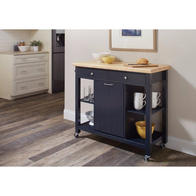 Transitional Kitchen Island with Casters, Gray