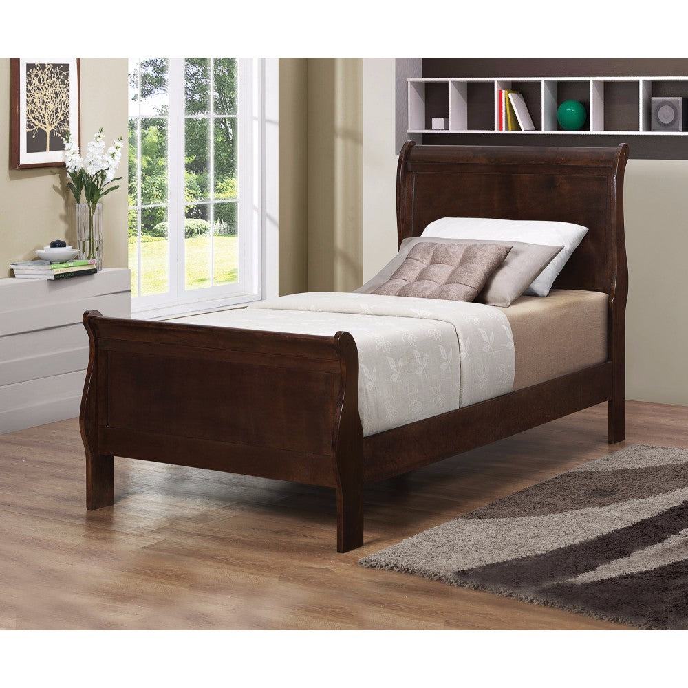 Transitional Style Sturdy Twin Size Bed, Brown