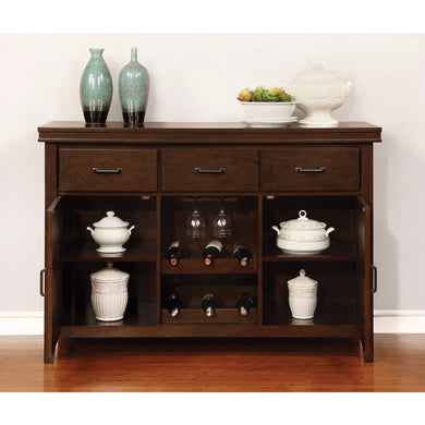 Transitional Style Server with Wine Storage, Brown