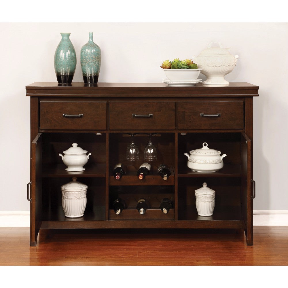Transitional Style Server with Wine Storage, Brown