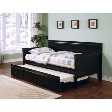 Traditional Style Daybed With Trundle, Black